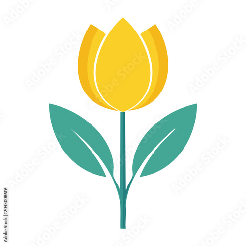 Flat design yellow tulip flower icon