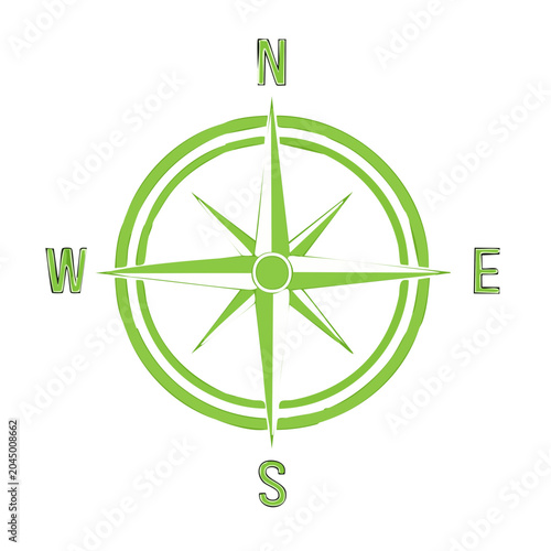 Green compass rose icon on white background