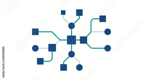 Bild auf Leinwand Decentralized Network Topology and Centralized Data Distribution Circuit System