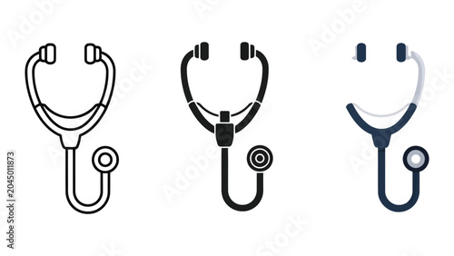 Schilderij op canvas Stethoscope medical instrument vector illustration set