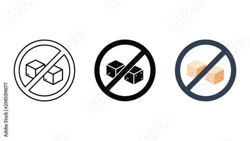 Tableau sur toile No sugar vector illustration set with prohibition signs