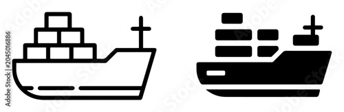 Obraz na płótnie container ship outline vector icon