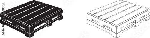 Industrial wooden pallet icon, logistics shipping platform vector , warehouse storage equipment symbols