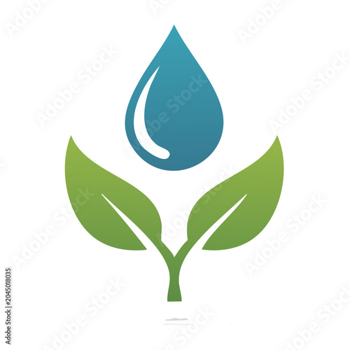 Water drop and green leaf icon