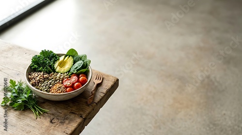 Healthy Quinoa Salad Bowl with Avocado and Fresh Greens.