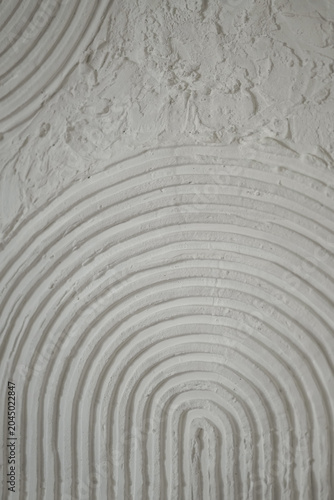 Tableau sur toile White Abstract Arch Texture Wall Background With Decorative Plaster Lines And Mi