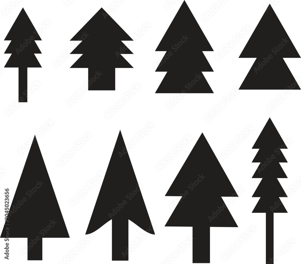 Fototapeta premium Set of Christmas Tree Icons for Holiday and Winter Celebrations