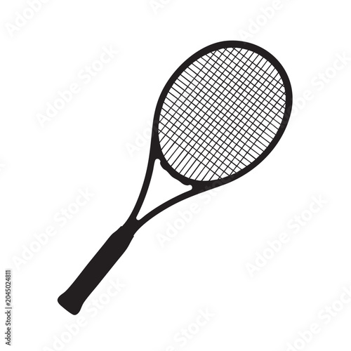 tennis racket with a black silhouette design
