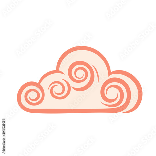 Stylized peach cloud with swirling patterns