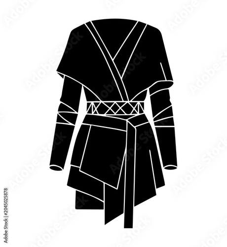 Foto Black silhouette of a layered fantasy warrior tunic with sleeves and a detailed