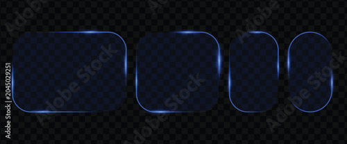 Canvas Print Set of blue glass frames with glowing borders