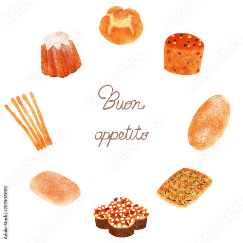 イタリアのパンのフレーム　Buon appetito	