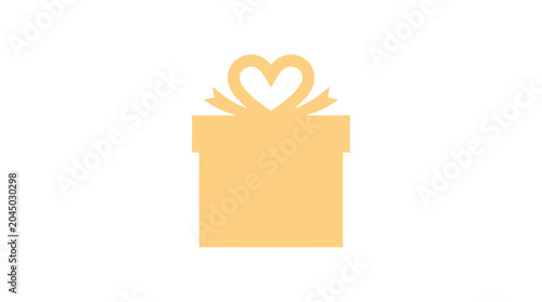 Yellow gift box with heart ribbon.