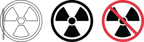 Bild auf Leinwand No, radiation icon, hazard warning symbol with nuclear and radioactive prohibition sign for toxic contamination and environmental protection