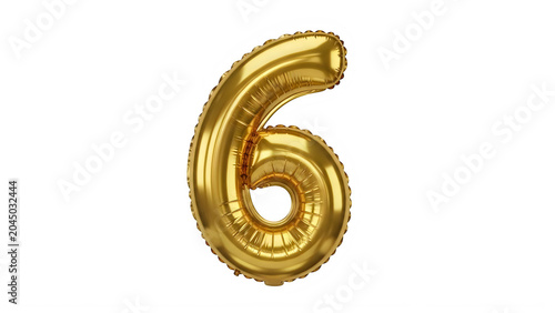 Golden shiny number six in 3d style