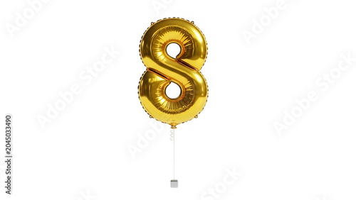 Shiny gold foil number eight balloon