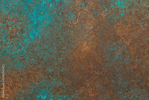Exposed brown copper with green verdigris