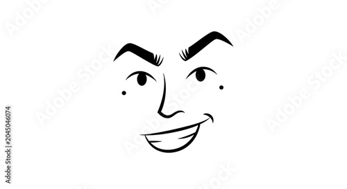 Принти на полотні Hand drawn ink illustration of a happy face smiling with expression cheerful ill
