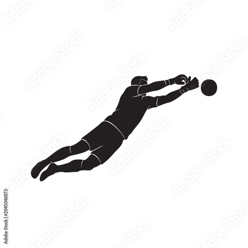 Photos goalkeeper diving to catch a soccer ball featuring sports