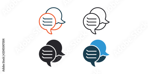 speech bubble icons outline and Flat Style,transparent background