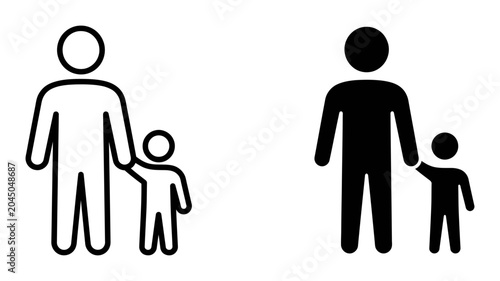 Bild auf Leinwand Parent and Child Icon Set, Family Silhouette Vector Graphics, Adult and Kid Pict
