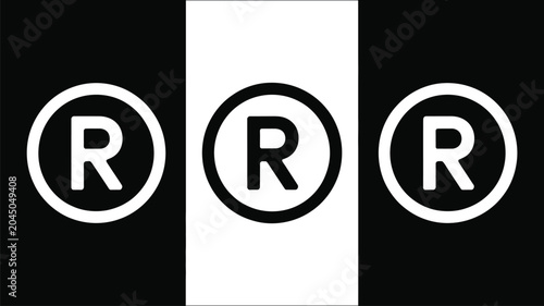 Tableau sur toile Registered trademark symbol icons, outline and solid style vector set featuring