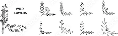 Cuadro en lienzo Wildflower Corner Flourishes