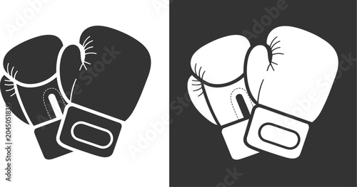 Boxing Gloves Icon Set Black and White vector