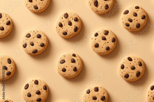 Chocolate Chip Cookies Displayed in a Simple Vector Pattern