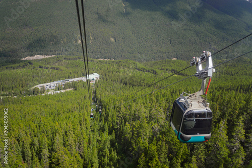 Banff Gondola aerial ride over Canadian forest