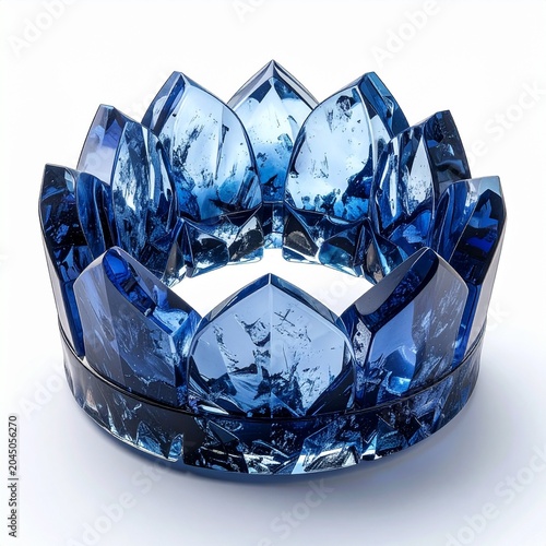 “Blue Crystal Crown — Elegant Geometric Design Symbolizing Royalty, Strength, and Modern Luxury Art”