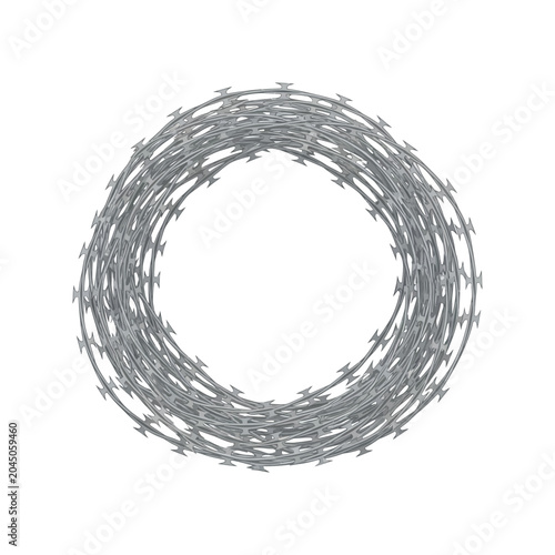 Photos Coiled razor wire forming a formidable security barrier, a symbol of protection