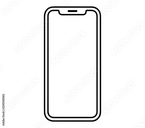 Minimal Smartphone Frame Mockup Outline Vector Style Mobile Phone Screen Template Isolated on Light Background 15 Monochrome