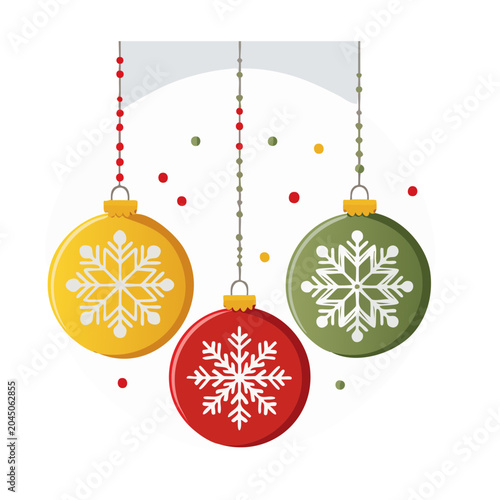 Flat design Christmas ornaments with snowflakes