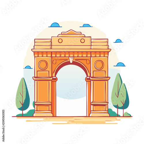 India Gate Landmark Illustration