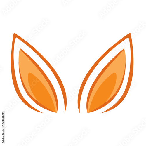 Stylized orange animal ears on white background