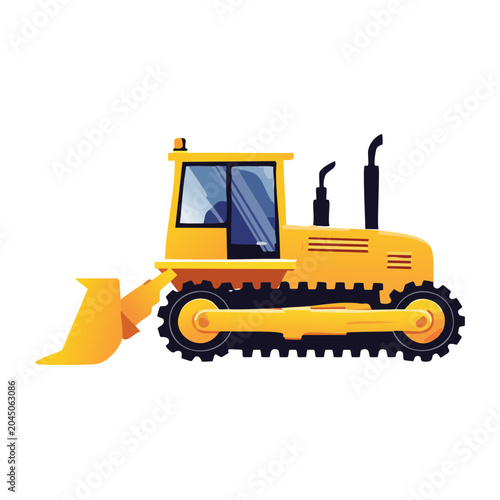 Yellow bulldozer illustration on transparent background