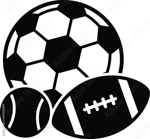 Three Different Sports Balls Composition Icon