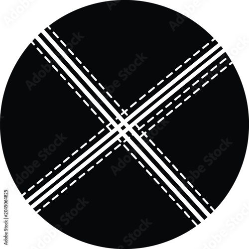 Black and White Cricket Ball Silhouette Icon