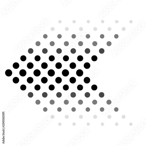 Abstract arrow shape made of halftone dots with halftone abstract direction illustration business navigation minimalist communication geometry movement technology creative isolated