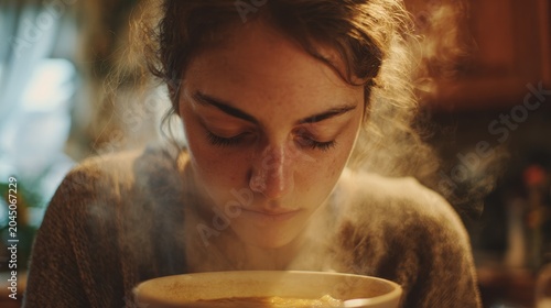 Disgusted Expression as She Detects Off-Color Broth in Home-Cooked Soup