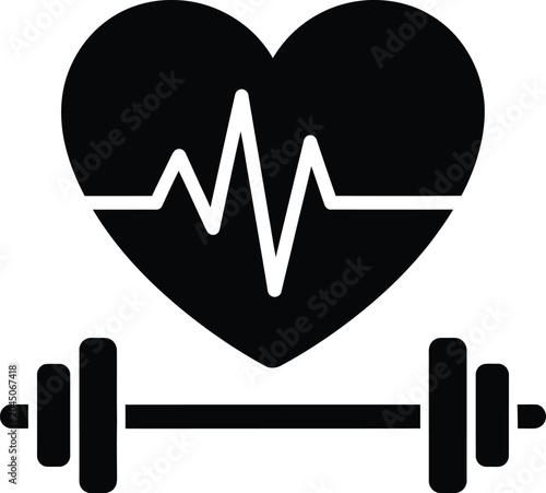 Heart Shape Above Barbell Silhouette Icon