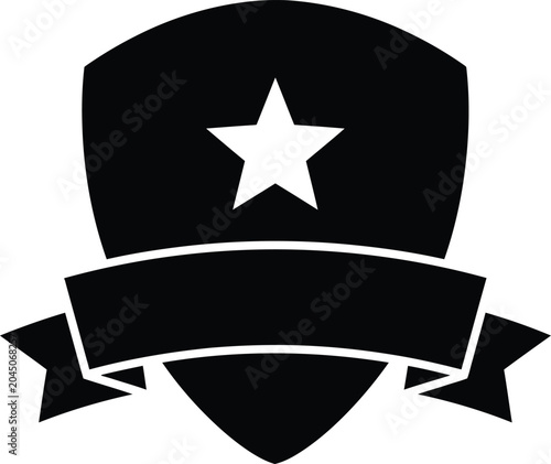 Shield Shape with Central Star and Banner Icon