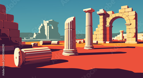 Fotografía Striking vector illustration capturing the serene grandeur of ancient ruins, fea