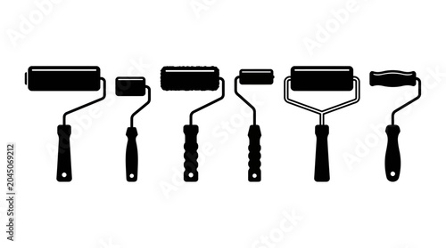Set of Six Paint Rollers for Wall and Surface Painting Projects.