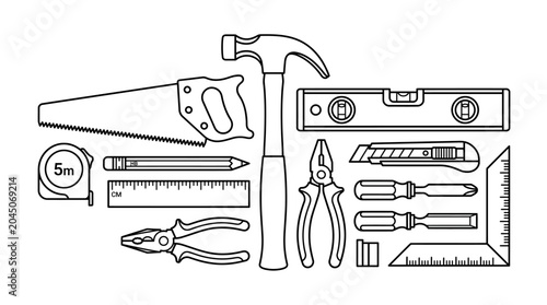 Set of Hand Tools for Construction and Repair Work.