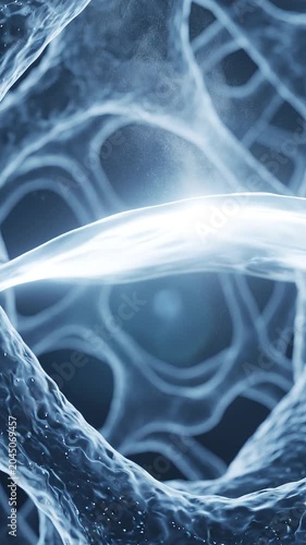 Abstract organic cellular flow with glowing bio-luminescent liquid loop 4