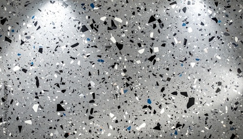 Close-up terrazzo surface with scattered marble quartz fragments