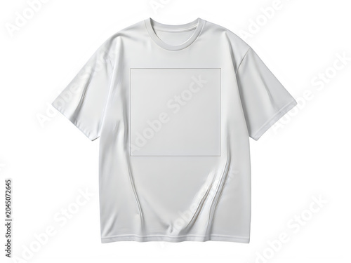 Light gray casual short sleeve t-shirt with minimalist print isolated on white background