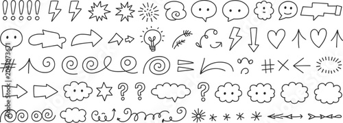 Foto Collection of hand-drawn doodle icons and symbols Keywords: doodle, icons, symbo